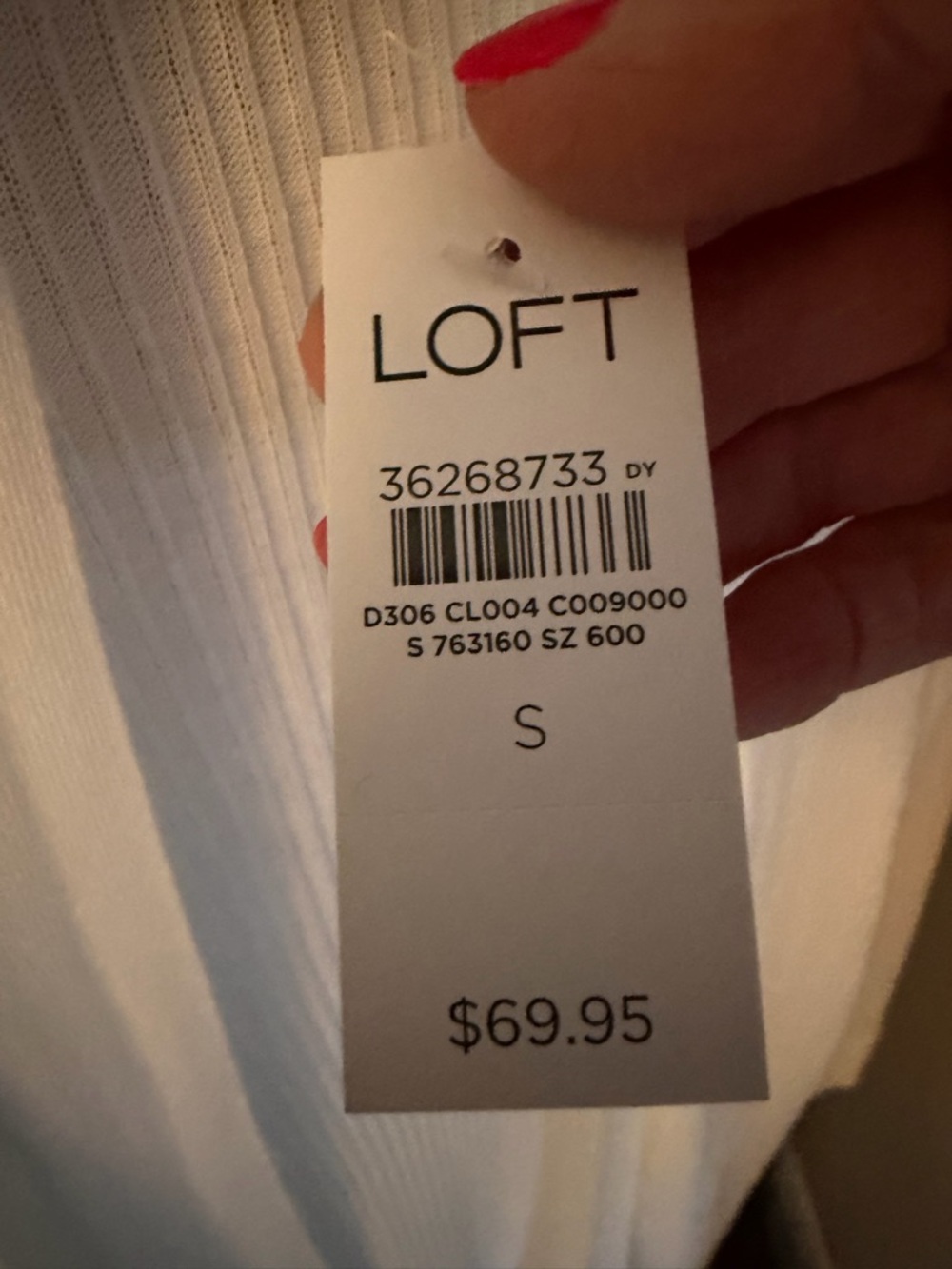 LOFT White Open-Front Ribbed Long Cardigan - Picture 3 of 3